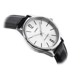 Casio férfi karóra MTP-V005L-7B, fekete bőrszíj, ezüst számlap, WR30, díszdoboz