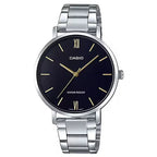 Casio női karóra LTP-VT01D-1B, ezüst acél szíj, fekete számlap, 40 mm, kvarc