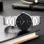 Casio női karóra LTP-VT01D-1B, ezüst acél szíj, fekete számlap, 40 mm, kvarc