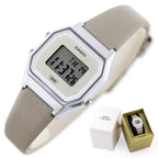 Casio LA680WEL-8EF női digitális óra, bézs bőrszíj, 29 mm, WR30
