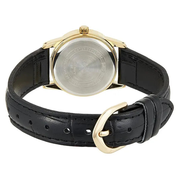 Casio LTP-V001GL-7B női karóra, arany tok, fekete bőr szíj, WR30, 24 mm