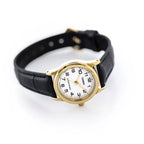 Casio LTP-V001GL-7B női karóra, arany tok, fekete bőr szíj, WR30, 24 mm