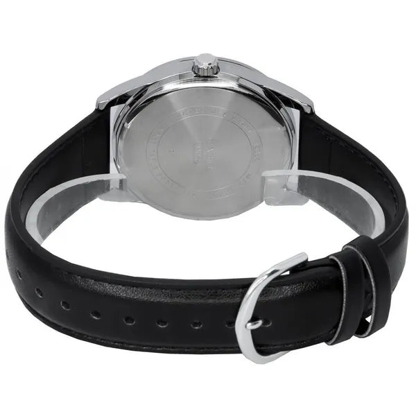 Casio MTP-VD03L-1A férfi karóra, fekete számlap, bőr szíj, WR50, 42 mm