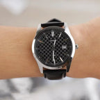 Casio MTP-VD03L-1A férfi karóra, fekete számlap, bőr szíj, WR50, 42 mm