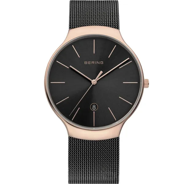 Bering férfi karóra 38 mm, rózsaarany-fekete, zafír üveg, WR50 + díszdoboz