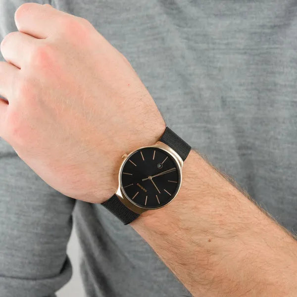 Bering férfi karóra 38 mm, rózsaarany-fekete, zafír üveg, WR50 + díszdoboz