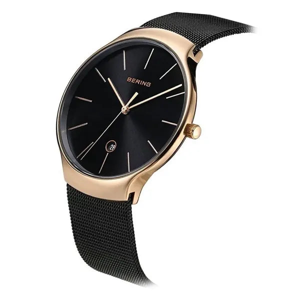 Bering férfi karóra 38 mm, rózsaarany-fekete, zafír üveg, WR50 + díszdoboz