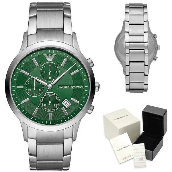 Emporio Armani AR11507 férfi kronográf karóra, zöld, acél, díszdoboz