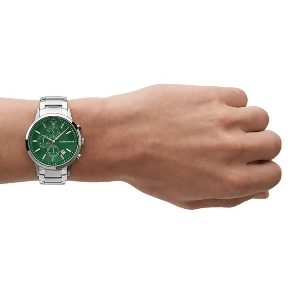 Emporio Armani AR11507 férfi kronográf karóra, zöld, acél, díszdoboz