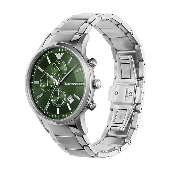Emporio Armani AR11507 férfi kronográf karóra, zöld, acél, díszdoboz