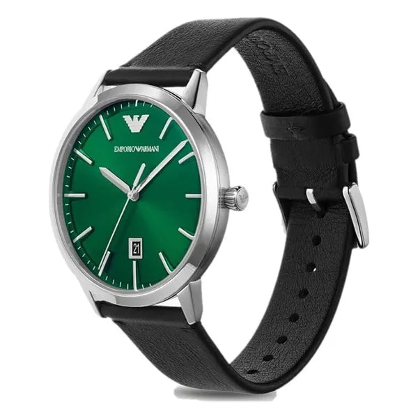 Emporio Armani AR11509 férfi karóra, 43 mm, zöld számlap, bőrszíj, WR30