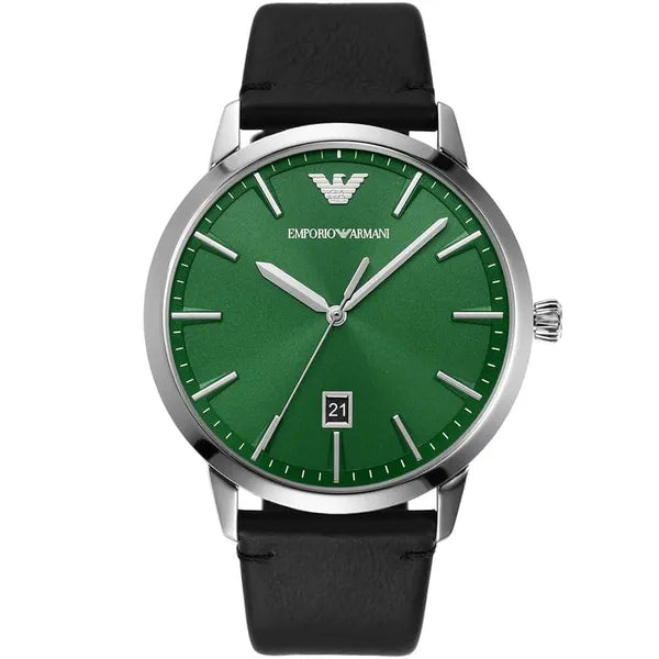 Emporio Armani AR11509 férfi karóra, 43 mm, zöld számlap, bőrszíj, WR30
