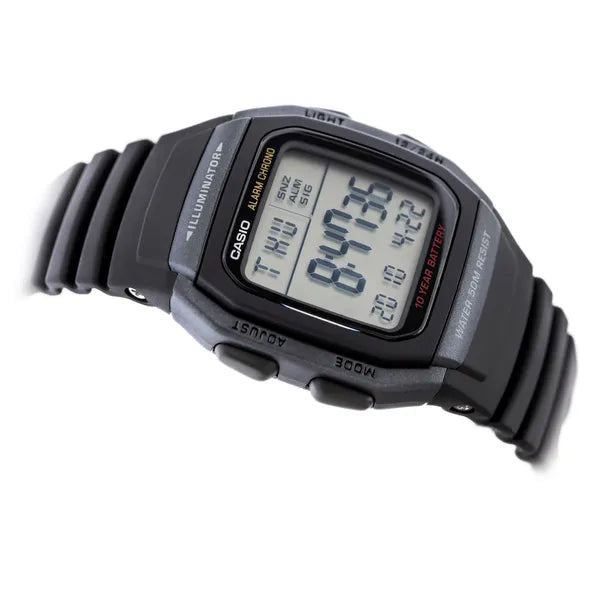 Casio W-96H-1B férfi digitális karóra, WR50, LED, stopper, dupla idő, dobozzal