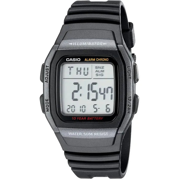 Casio W-96H-1B férfi digitális karóra, WR50, LED, stopper, dupla idő, dobozzal