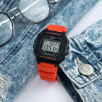 Casio W-218H-4B férfi digitális karóra, piros műanyag szíj, WR50, fekete tok