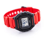 Casio W-218H-4B férfi digitális karóra, piros műanyag szíj, WR50, fekete tok