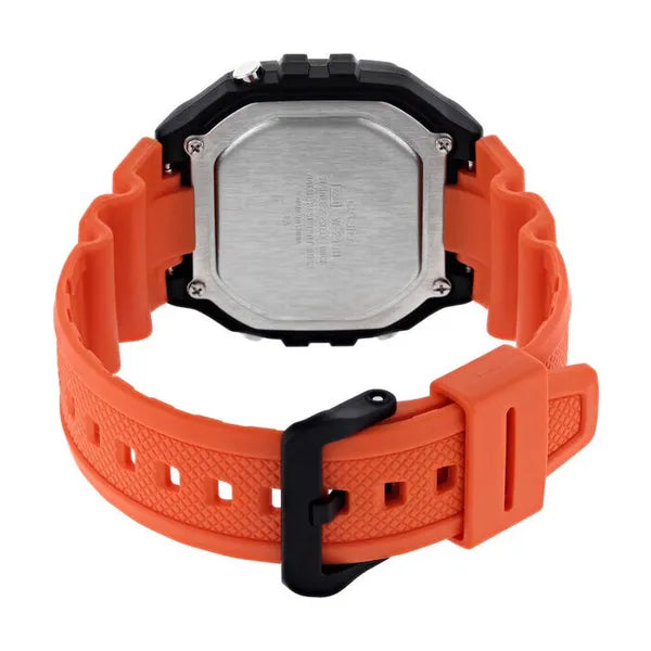 Casio W-218H-4B2 férfi digitális óra, narancssárga szíj, WR50, LED, díszdoboz