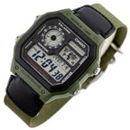 Casio AE-1200WHB-3B férfi karóra, zöld textilszíj, WR100, kvarc, 42 mm