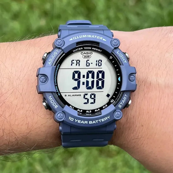 Casio AE-1500WH-2A férfi digitális sportóra, WR100, kék, LED