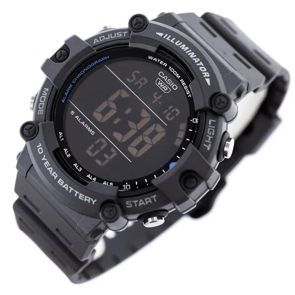 Casio AE-1500WH-8B férfi sport digitális karóra, Illuminator, WR100, grafit