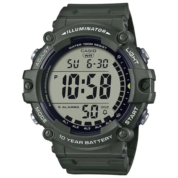 Casio AE-1500WHX-3A férfi sportóra, digitális, Illuminator, WR100, zöld