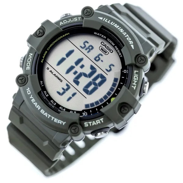 Casio AE-1500WHX-3A férfi sportóra, digitális, Illuminator, WR100, zöld