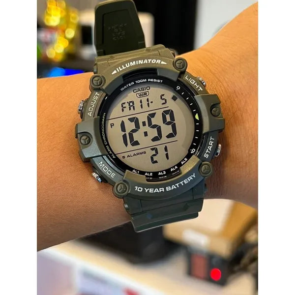 Casio AE-1500WHX-3A férfi sportóra, digitális, Illuminator, WR100, zöld