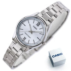 Casio LTP-V005D-2B3 női karóra, kék számlap, acél szíj, WR30, 28 mm