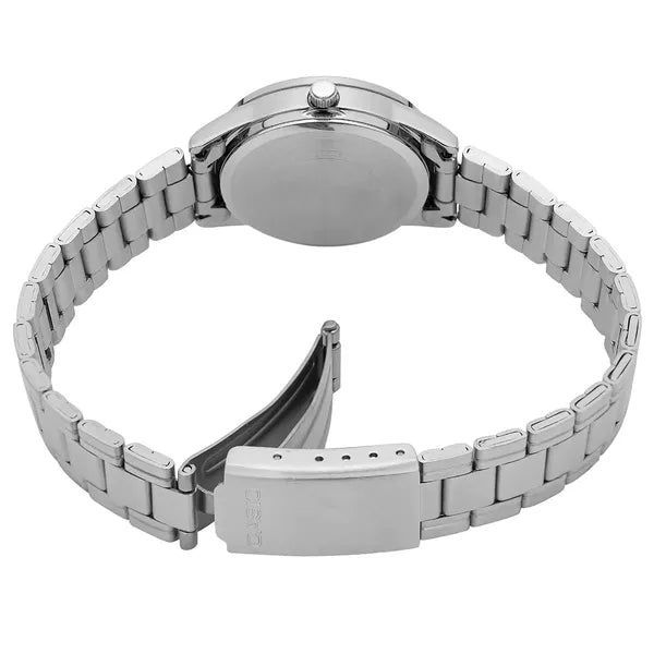 Casio LTP-V005D-2B3 női karóra, kék számlap, acél szíj, WR30, 28 mm