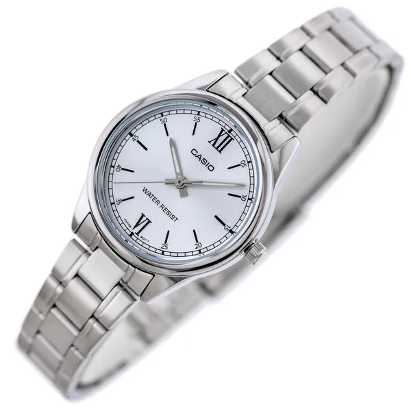 Casio LTP-V005D-2B3 női karóra, kék számlap, acél szíj, WR30, 28 mm