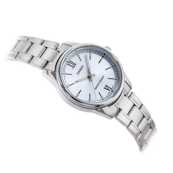 Casio LTP-V005D-2B3 női karóra, kék számlap, acél szíj, WR30, 28 mm