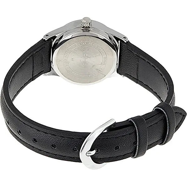Casio LTP-V006L-1B2 női karóra, fekete bőr szíj, dátum, WR30, 25 mm