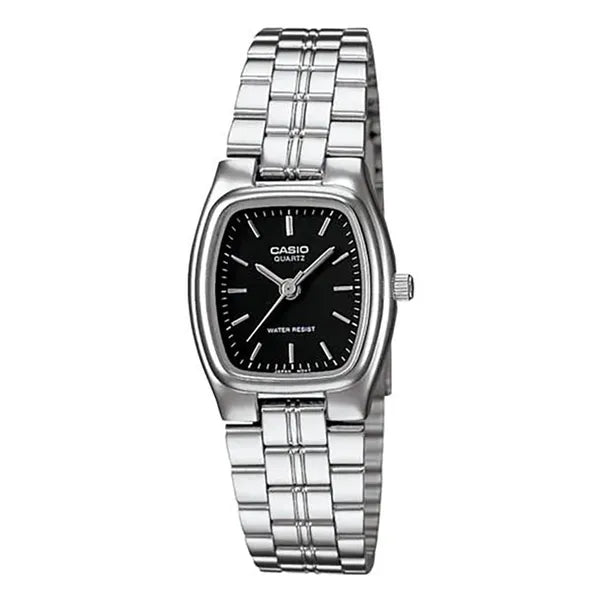 Casio LTP-1169D-1A női karóra – ezüst acél, fekete számlap, WR30
