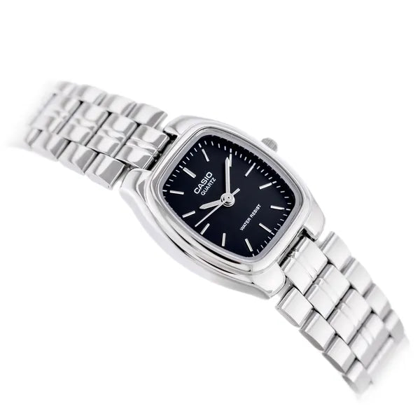 Casio LTP-1169D-1A női karóra – ezüst acél, fekete számlap, WR30