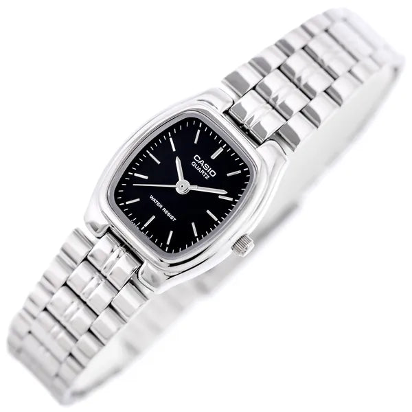 Casio LTP-1169D-1A női karóra – ezüst acél, fekete számlap, WR30