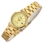 Casio LTP-V002G-9A női karóra, arany, acél szíj, dátum, WR30