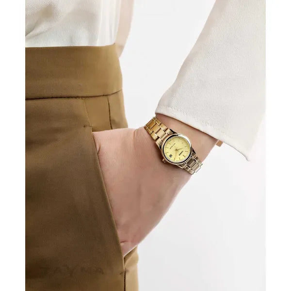Casio LTP-V002G-9A női karóra, arany, acél szíj, dátum, WR30