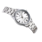 Casio LTP-V005D-7A női kvarcóra, acél karkötő, ezüst számlap, 28 mm, WR30