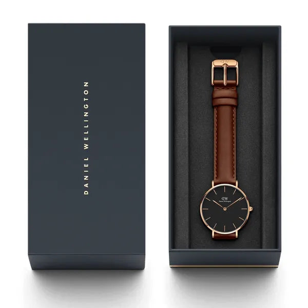 Daniel Wellington Classic Sheffield női karóra, 32 mm, rózsaarany, bőrszíj