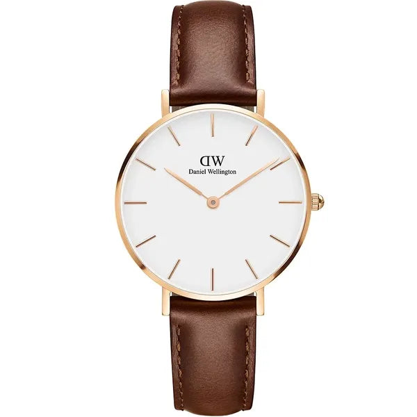 Daniel Wellington DW00100175 női karóra, 32 mm, barna bőr, fehér számlap