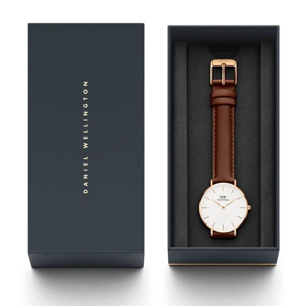 Daniel Wellington DW00100175 női karóra, 32 mm, barna bőr, fehér számlap