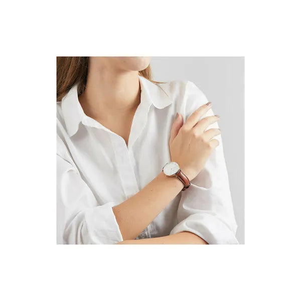 Daniel Wellington DW00100175 női karóra, 32 mm, barna bőr, fehér számlap