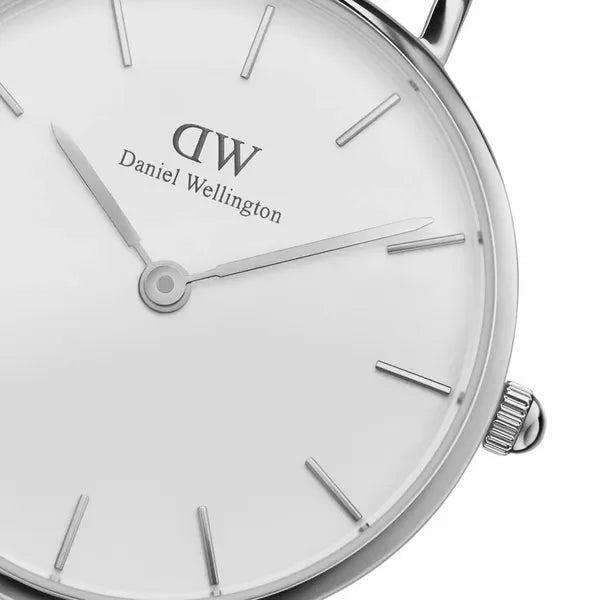 Daniel Wellington Classic Petite Sterling női karóra, 28 mm, ezüst/fehér