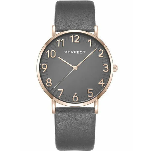 Perfect női karóra E342-07, 36 mm, szürke-arany, bőrszíj, quartz + doboz