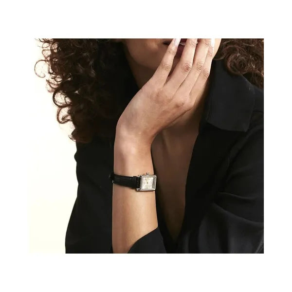Casio LTP-1234PL-7A2EF női kvarc karóra, szögletes, ezüst, fekete bőrszíj, WR30