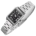 Casio LTP-V007D-1B női karóra, téglalap, fekete számlap, acél szíj