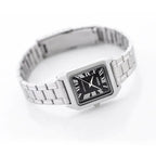 Casio LTP-V007D-1B női karóra, téglalap, fekete számlap, acél szíj