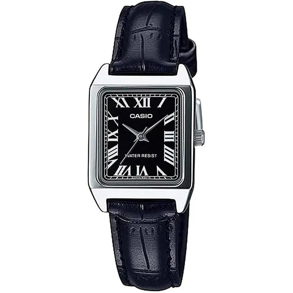 Casio LTP-V007L-1BUDF női karóra, téglalap tokú, fekete bőr szíj, WR30, kvarc