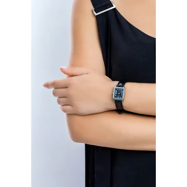 Casio LTP-V007L-1BUDF női karóra, téglalap tokú, fekete bőr szíj, WR30, kvarc