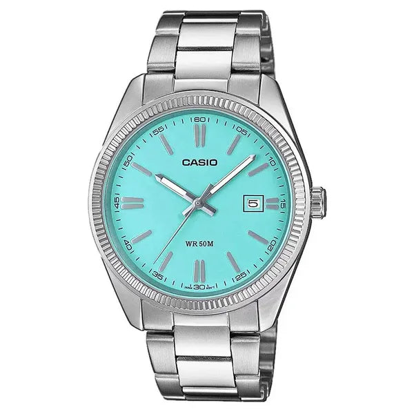 Casio férfi karóra MTP-1302PD-2A2, 38 mm, türkiz számlap, acél, WR50